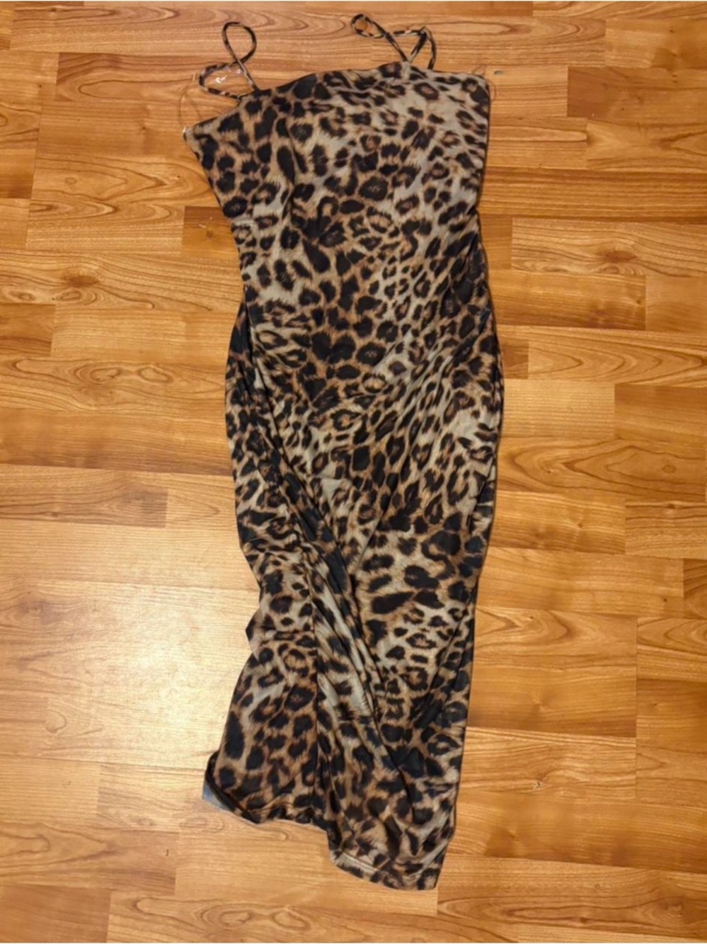 Fashion Nova Leopard Print Maxi Dress in Brown and Black